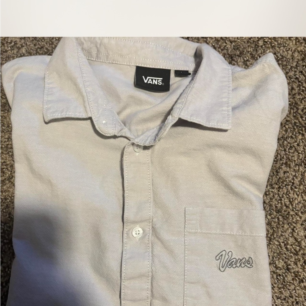 Vans Gray Casual Button Down Shirt with Classic Collar